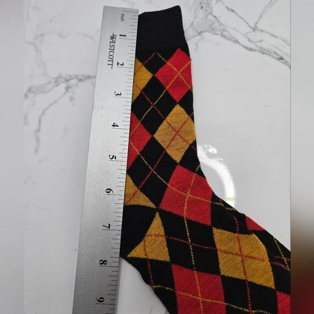 Bohemian | Argyle orange black maximalist print preppy tube socks